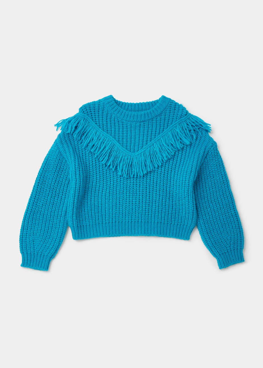 Girls Blue Fringe Jumper (4-13yrs)