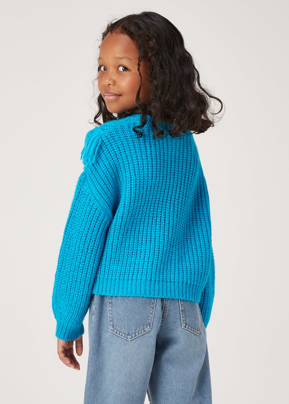 Girls Blue Fringe Jumper (4-13yrs)