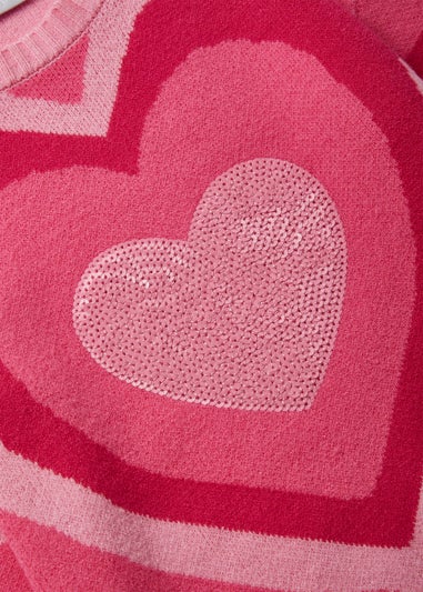 Girls Pink Heart Jumper (4-13yrs)