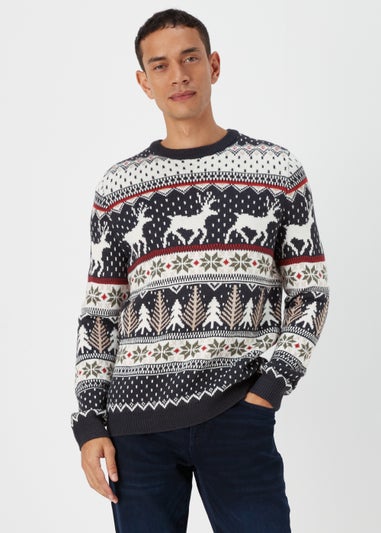 Navy Christmas Fair Isle Jumper