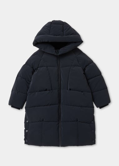 Girls Navy Longline Coat (4-13yrs)