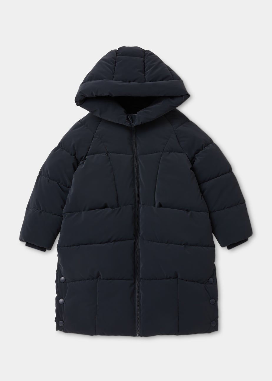 Girls Navy Longline Coat (4-13yrs)