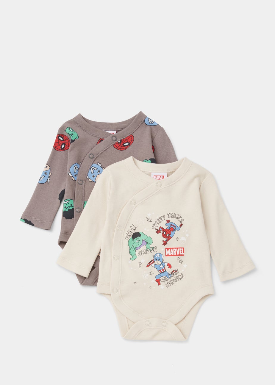 Baby 2 Pack Marvel Wrap Bodysuits (Tiny Baby-18mths)