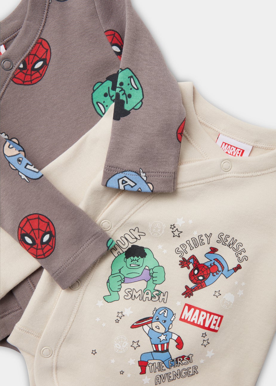 Baby 2 Pack Marvel Wrap Bodysuits (Tiny Baby-18mths)