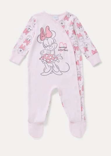 Baby Pink Minnie Mouse Print Sleepsuit (Newborn-12mths)