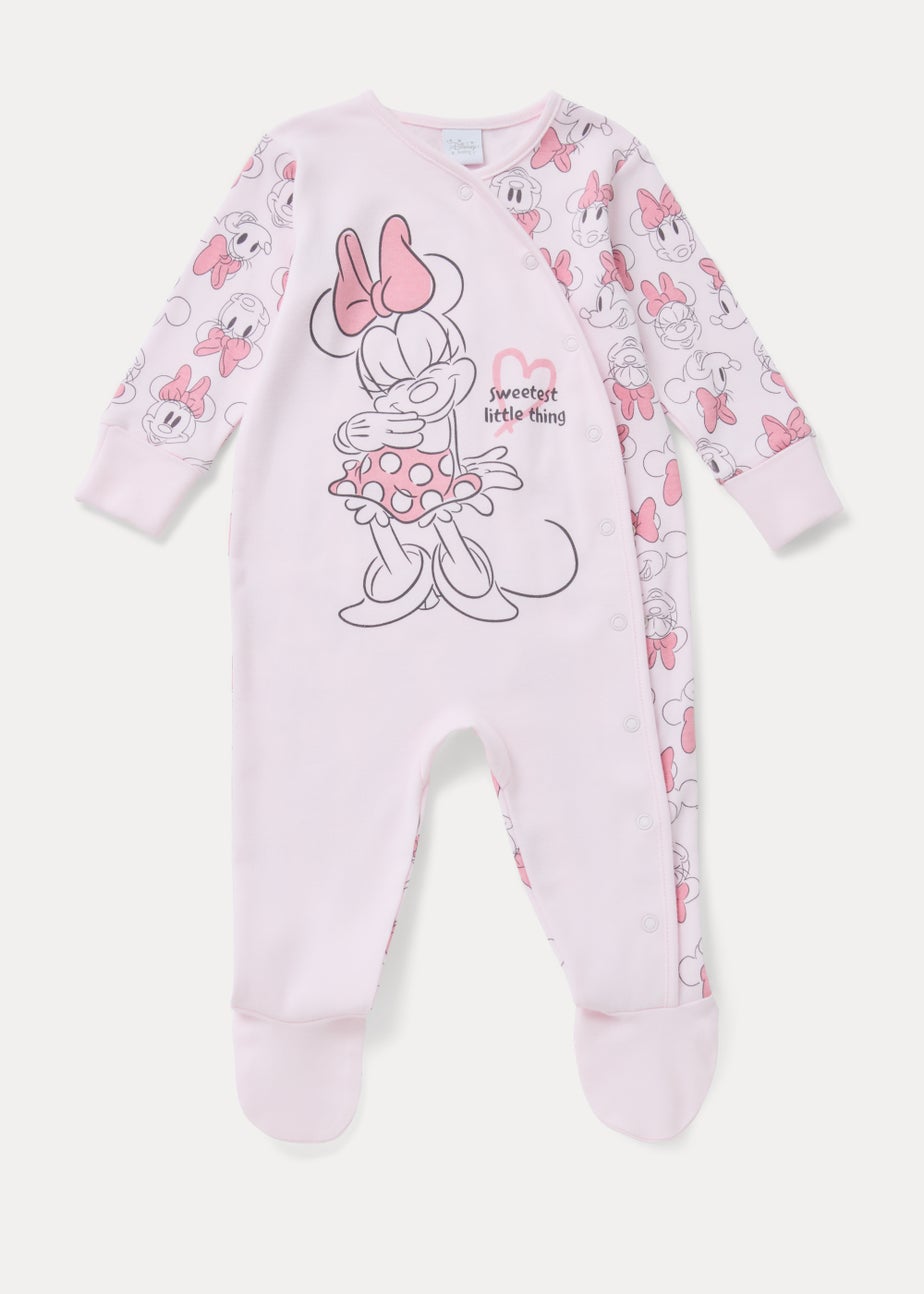 Baby Pink Minnie Mouse Print Sleepsuit (Newborn-12mths)