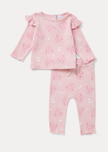Baby Pink Minnie Mouse Long Sleeve T-Shirt & Leggings Set (Newborn-12mths)