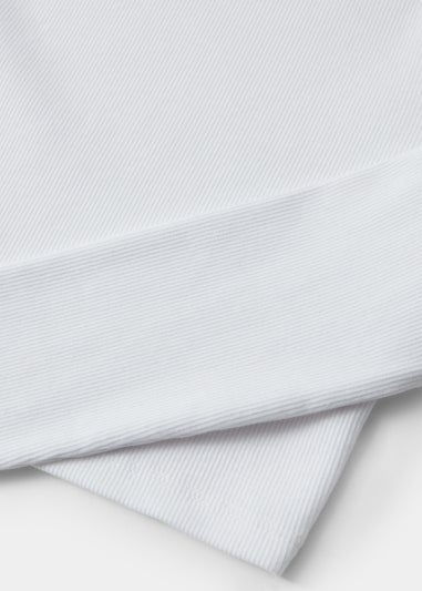 Girls White Ribbed Top (4-15yrs)