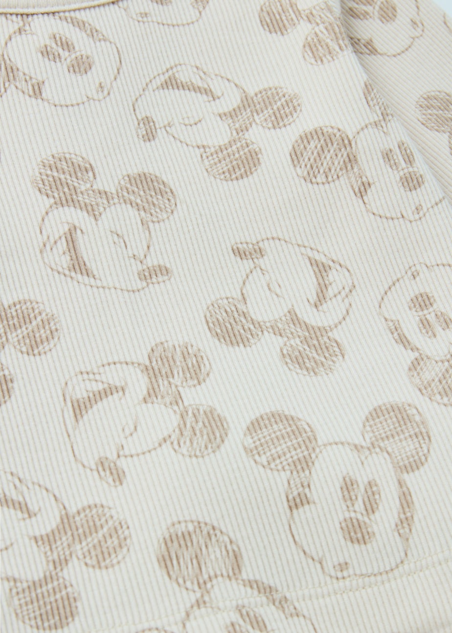 Baby Tan Mickey Mouse Ribbed Sweatshirt & Joggers Set (Newborn-12mths)