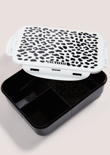 Kichna Black Leopard Lunch Box (22cm x 17cm x 6cm)