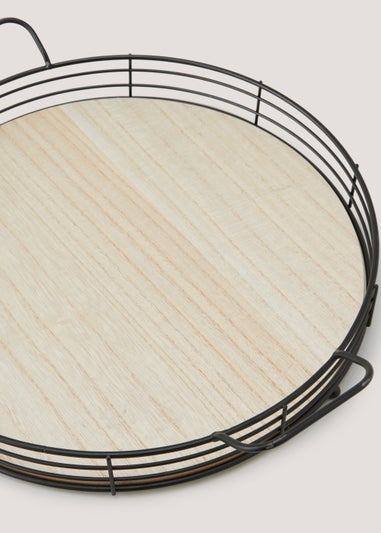 Metal & Wood Handle Tray (34.5cm x 4.5cm)