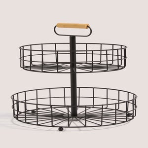 Black Wire Two Tier Round Basket