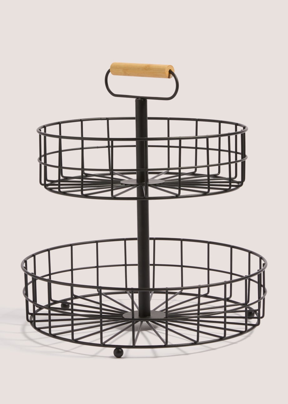 Black Wire Two Tier Round Basket