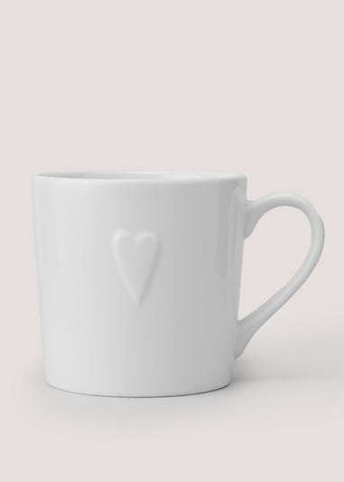White Heart Embossed Mug (9cm x 10cm)