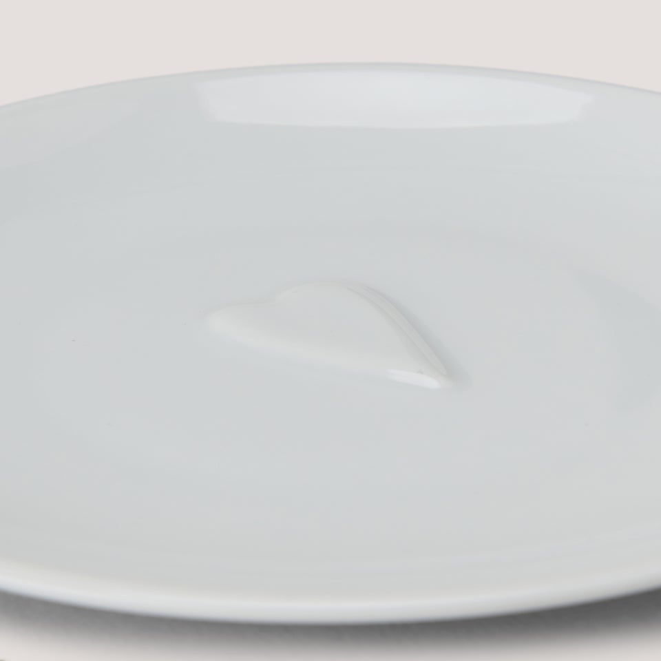 White Heart Embossed Teabag Tidy (11cm)