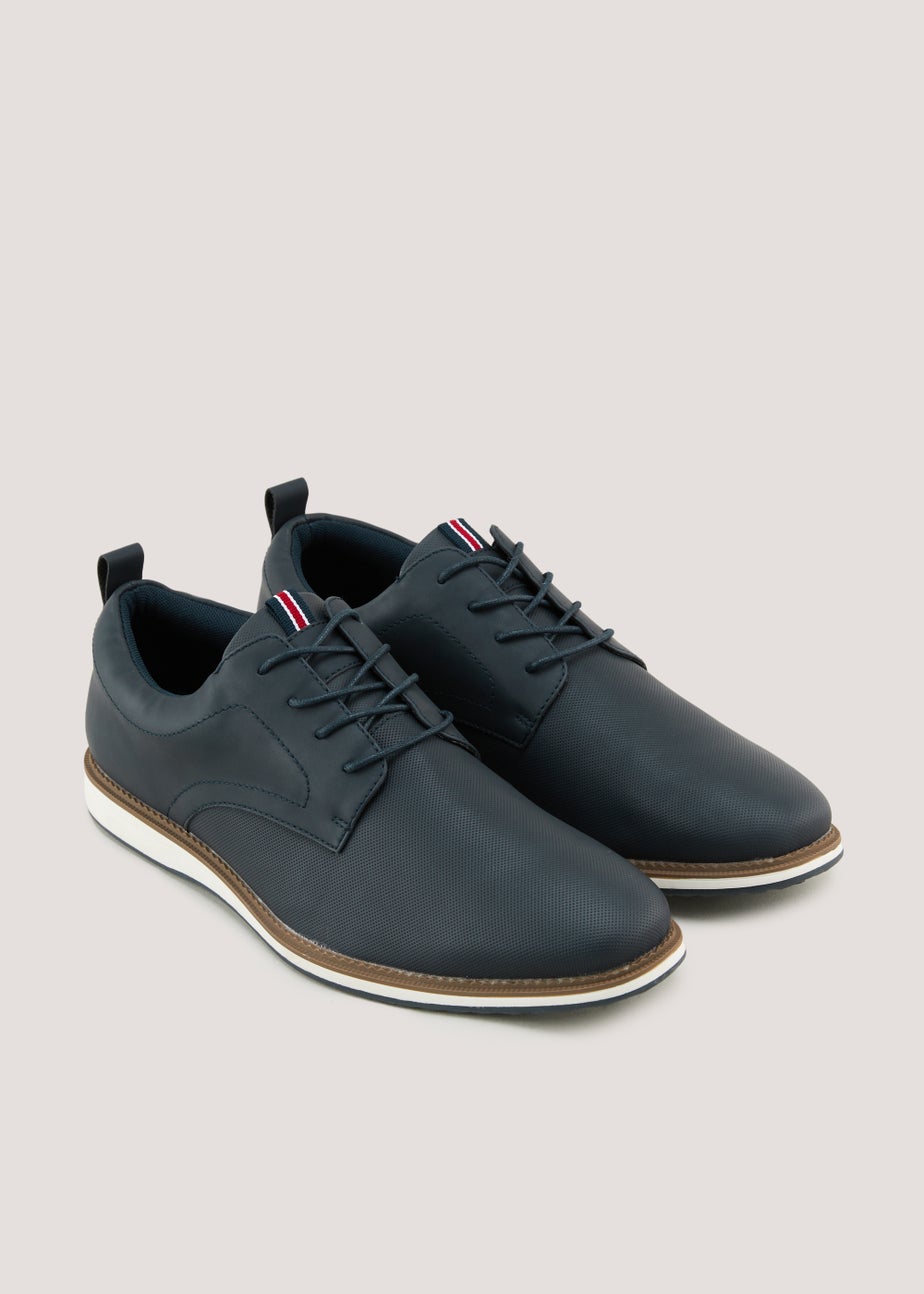 Navy Derby Wide Fit PU Shoes