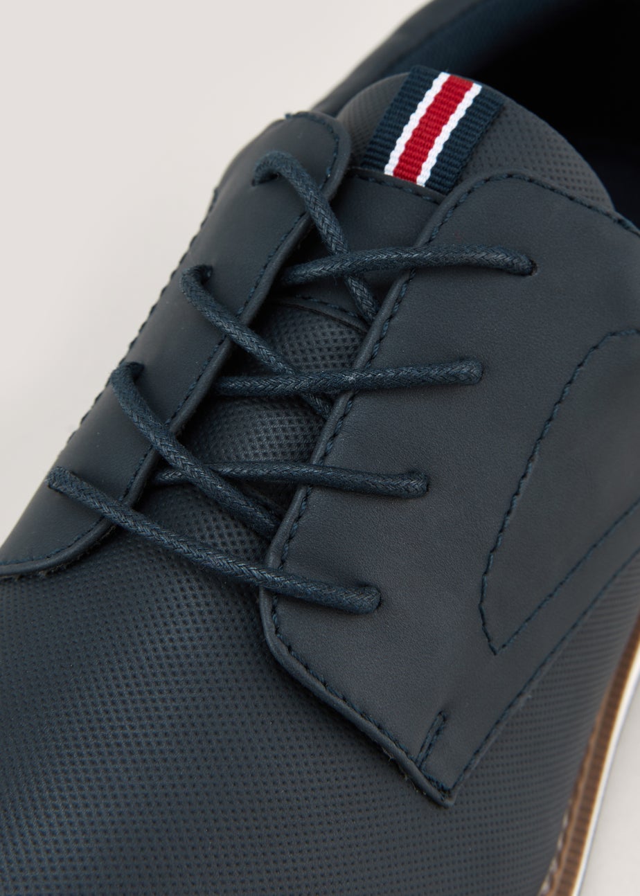 Navy Derby Wide Fit PU Shoes