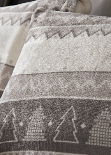 Grey Fair Isle Print Fleece Duvet Cover