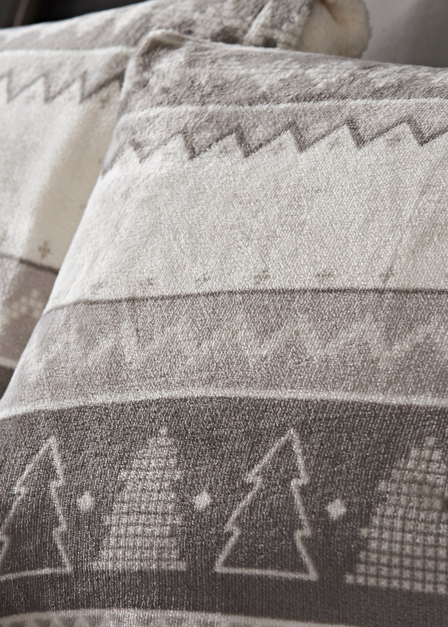 Grey Fair Isle Print Fleece Duvet Cover
