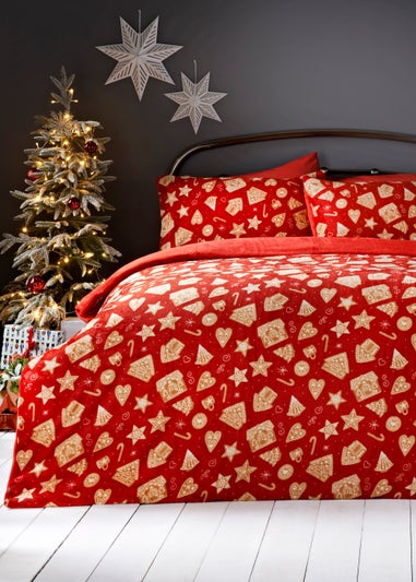 Red Gingerbread House Fleece Duvet Cover