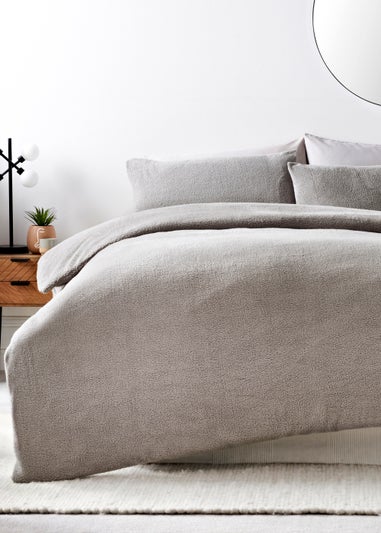 Grey Teddy Fleece Duvet Cover