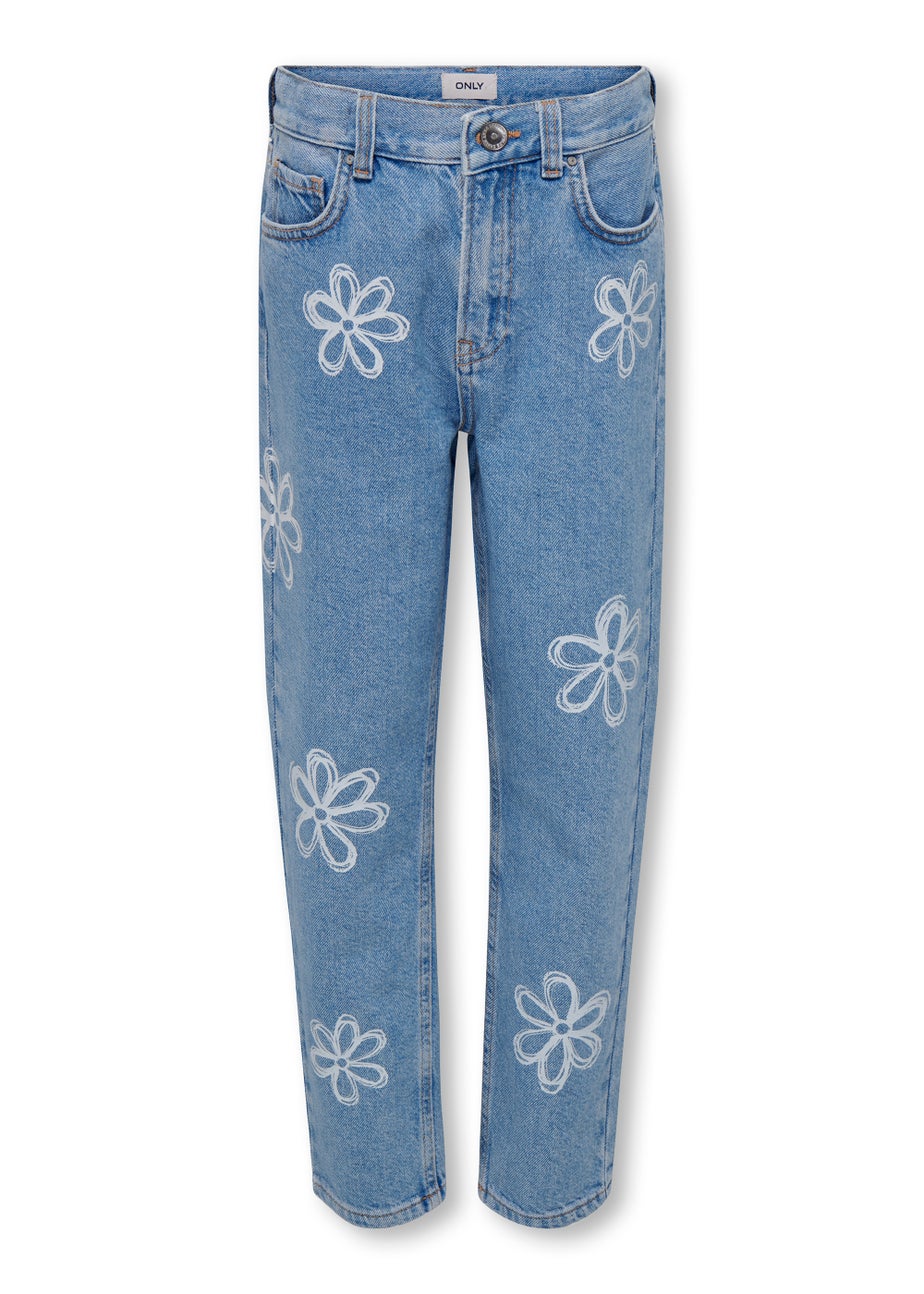 ONLY Girls Loose Denim Floral Print Jeans (6-14yrs)