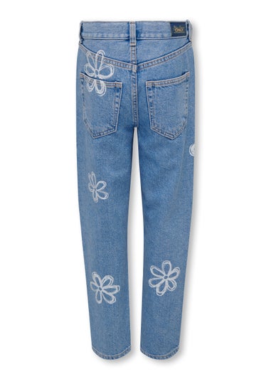 ONLY Girls Loose Denim Floral Print Jeans (6-14yrs)