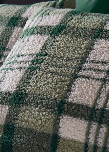 Green Check Teddy Fleece Reversible Duvet Cover