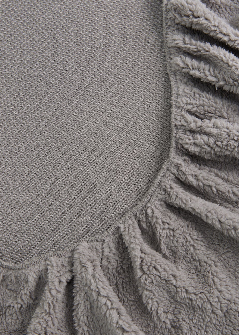 Grey Teddy Fleece Fitted Bed Sheet