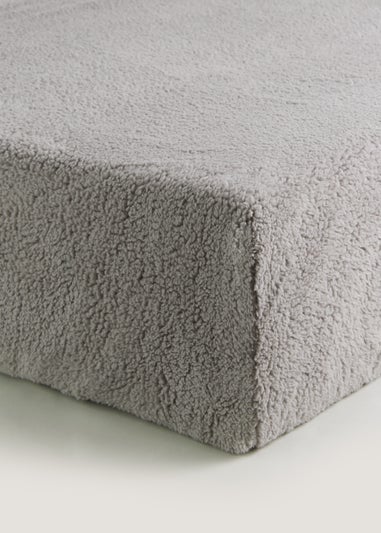 Grey Teddy Fleece Fitted Bed Sheet