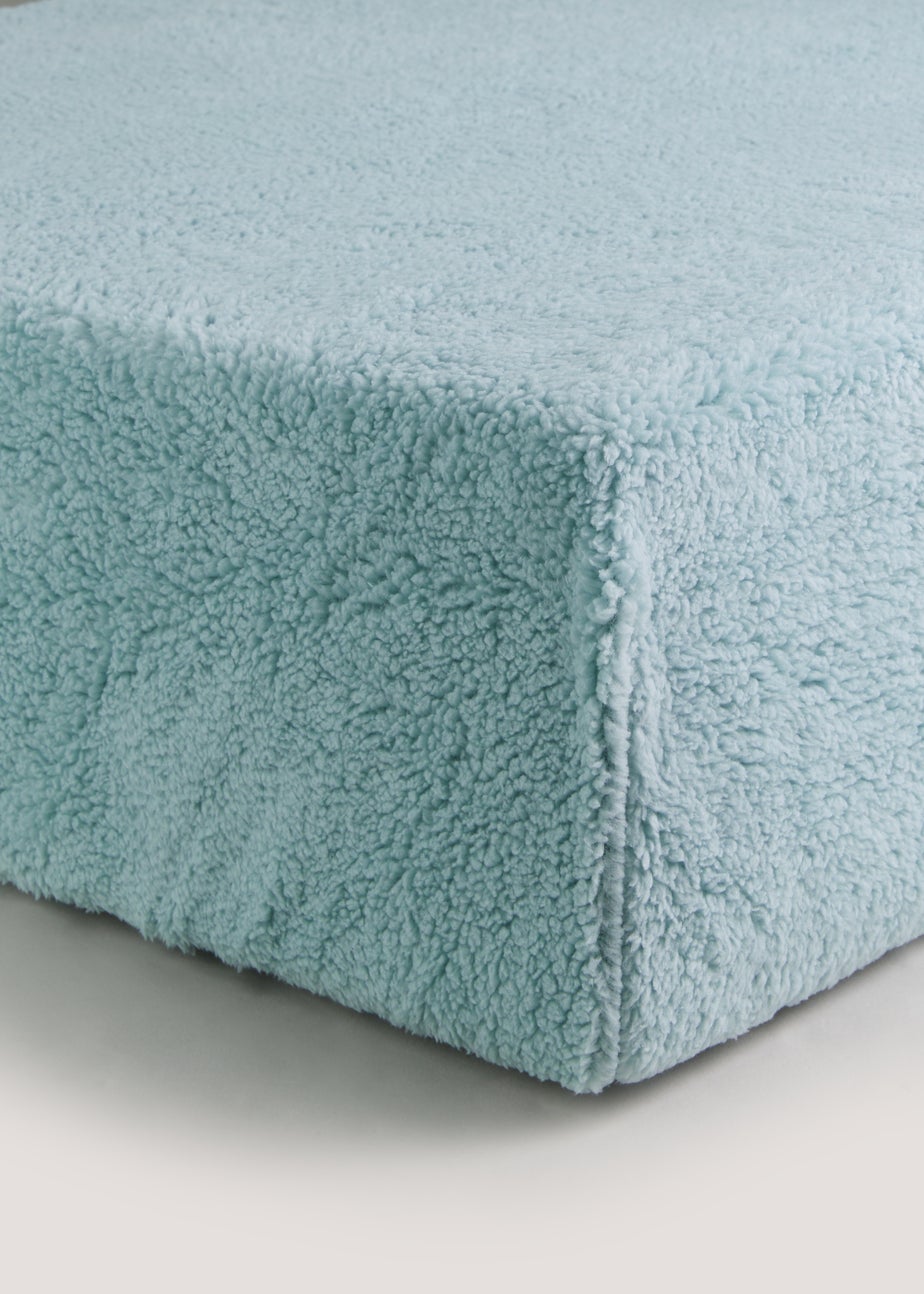 Blue Teddy Fleece Fitted Bed Sheet