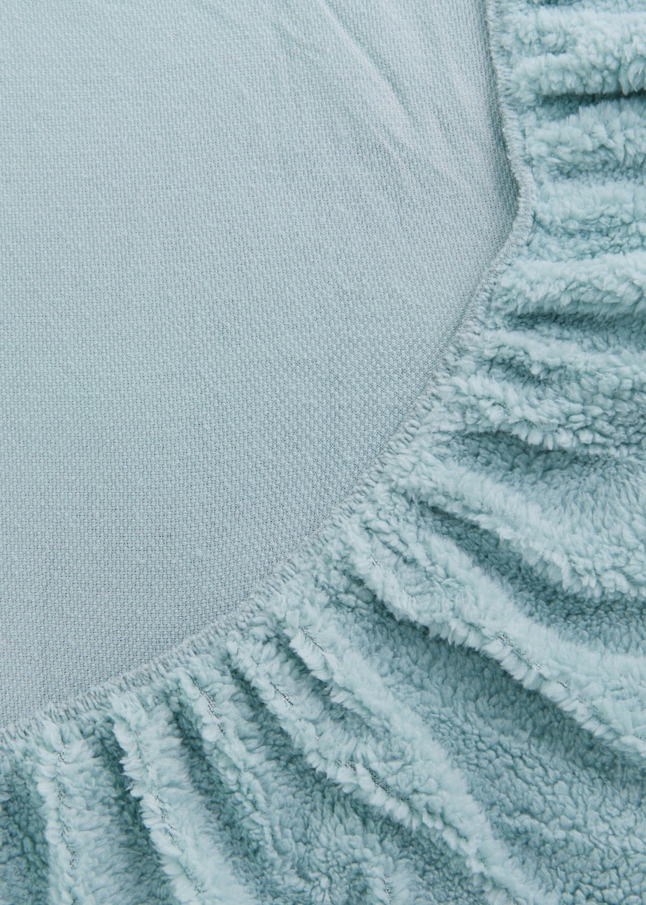 Blue Teddy Fleece Fitted Bed Sheet