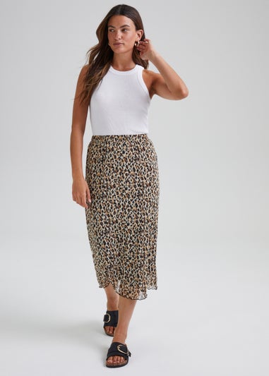 JDY Animal Print Mesh Midi Skirt