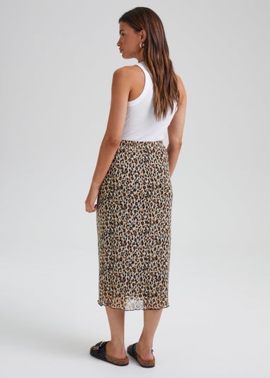 JDY Animal Print Mesh Midi Skirt