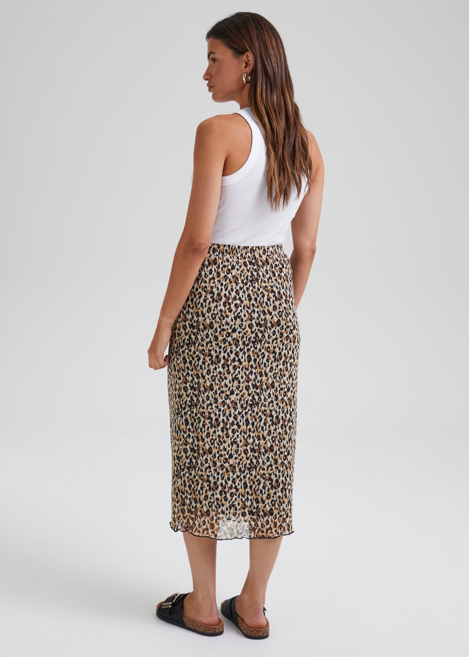 JDY Animal Print Mesh Midi Skirt