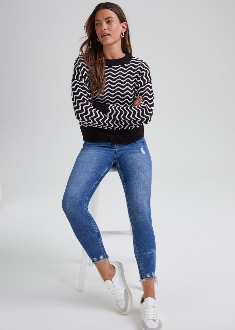 JDY Rita Multicoloured Long Sleeve Short Knitted Top