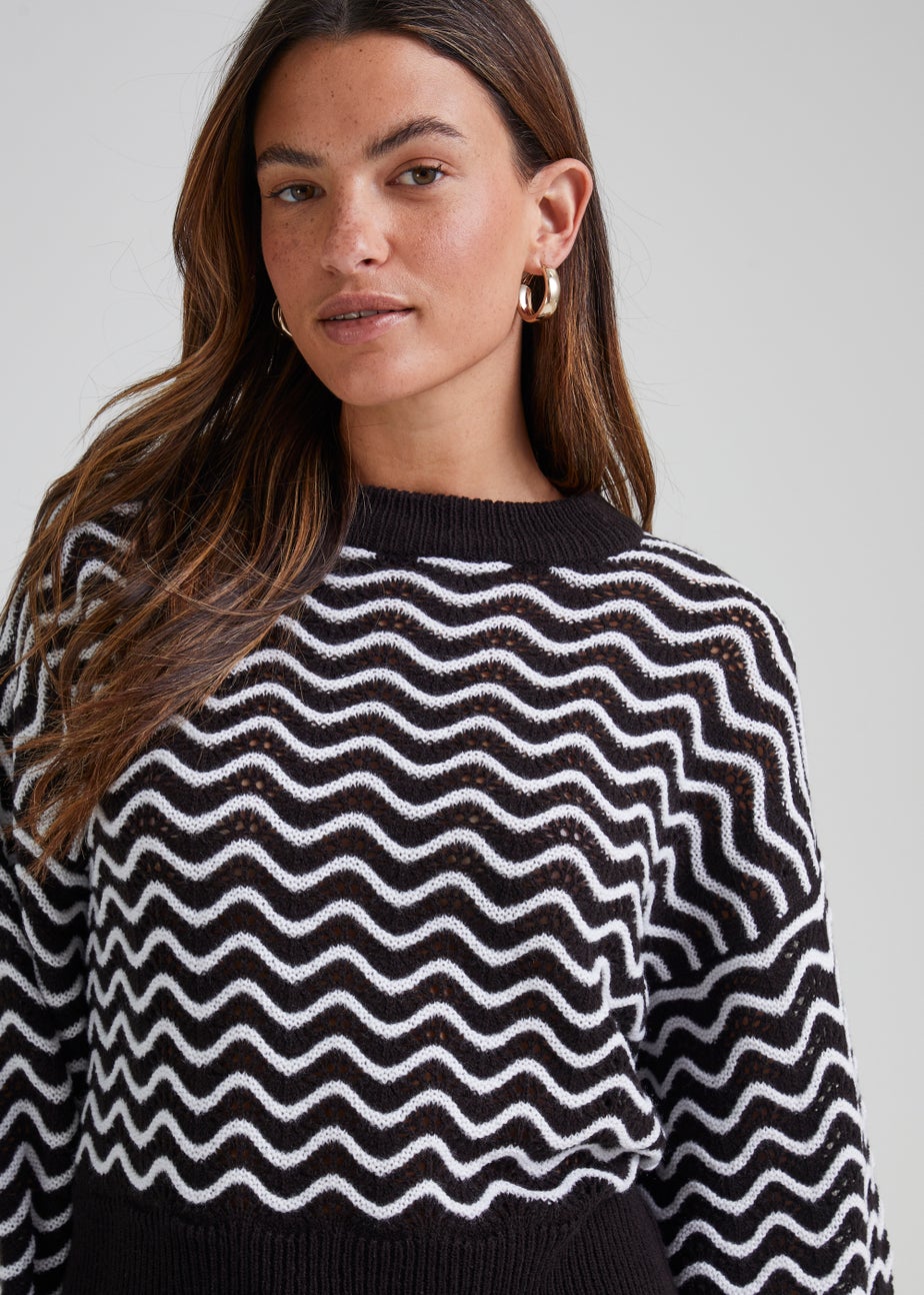 JDY Rita Multicoloured Long Sleeve Short Knitted Top