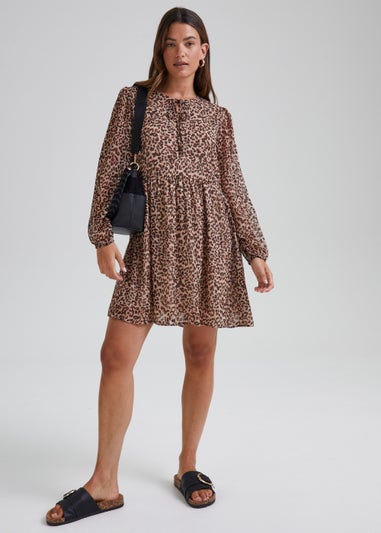 JDY Sina Stone Animal Print Long Sleeve Dress