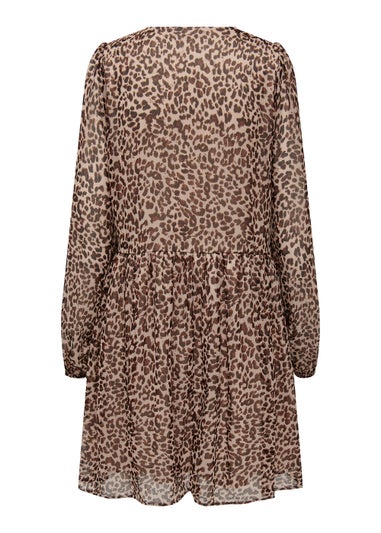 JDY Sina Stone Animal Print Long Sleeve Dress