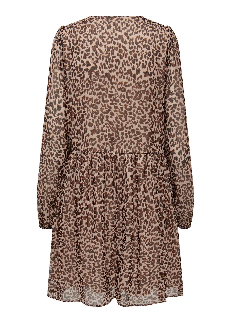 JDY Sina Stone Animal Print Long Sleeve Dress