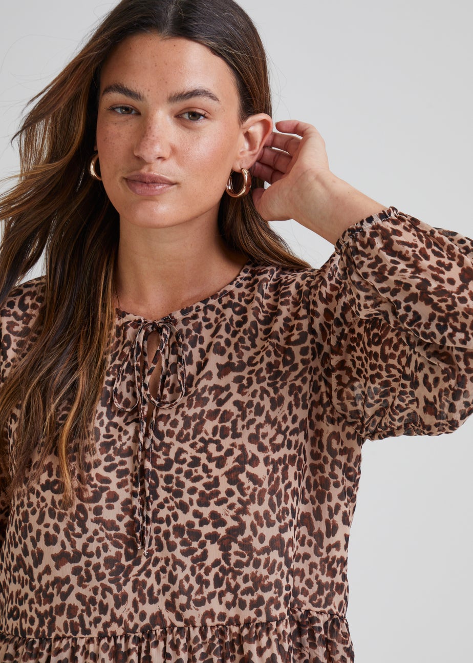 JDY Sina Stone Animal Print Long Sleeve Dress