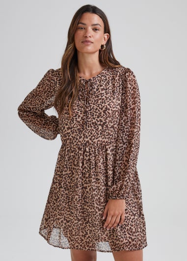 JDY Sina Stone Animal Print Long Sleeve Dress