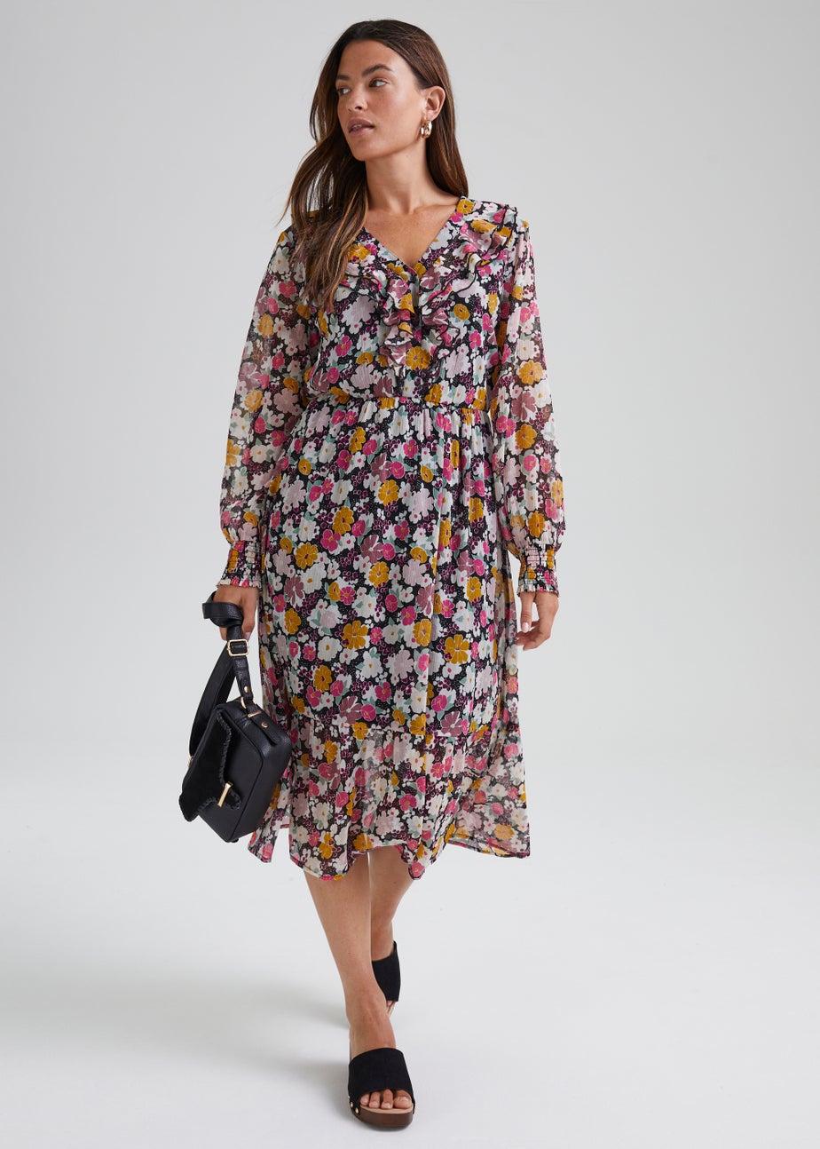JDY Lilly Multicoloured Long Sleeve Midi Dress