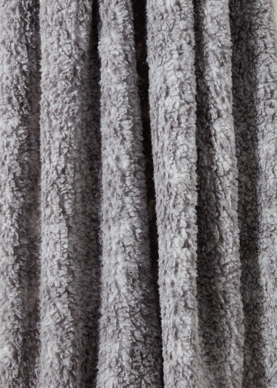 Grey Marl Teddy Fleece Throw (130cm x 150cm)