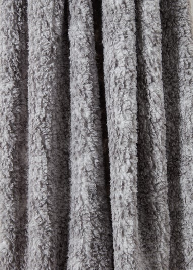Grey Marl Teddy Fleece Throw (130cm x 150cm)