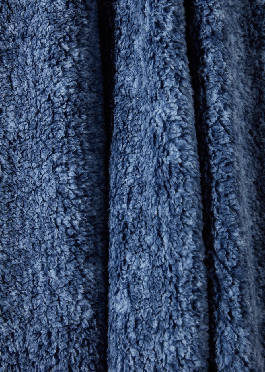 Blue Marl Teddy Fleece Throw (130cm x 150cm)