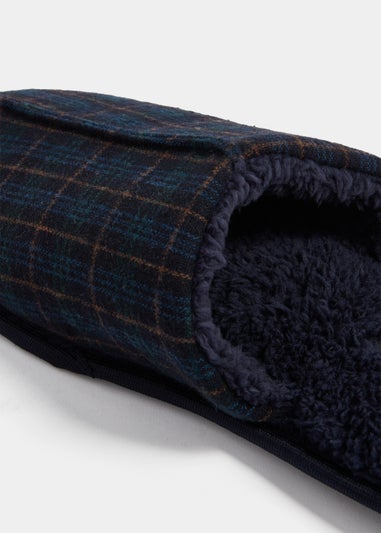 Navy Check Slippers