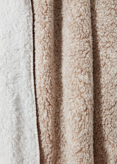 Beige Frosted Teddy Fleece Throw (150cm x 180cm)