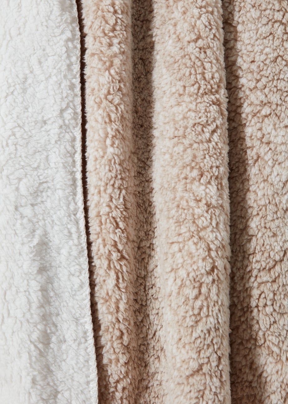 Beige Frosted Teddy Fleece Throw (150cm x 180cm)