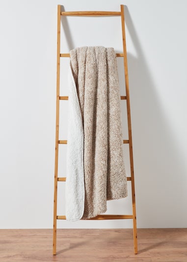 Beige Frosted Teddy Fleece Throw (150cm x 180cm)